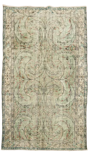 Vintage Distressed Wool Anatolian Turkish Area Rug 5x8