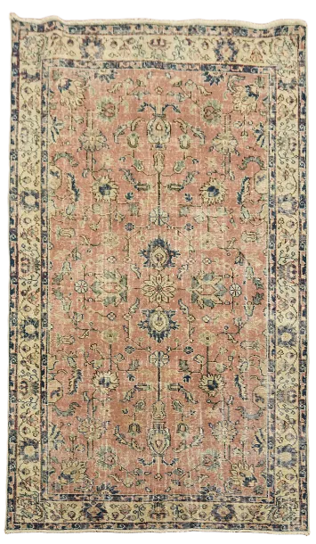 Vintage Distressed Wool Anatolian Turkish Rug 4x7
