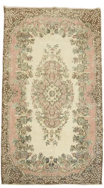 Vintage Distressed Anatolian Turkish Wool Area Rug 6x10