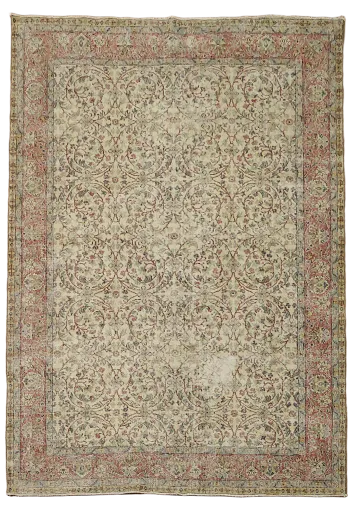 Vintage Distressed Anatolian Turkish Wool Area Rug 7x9