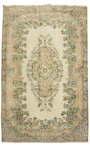 Distressed Vintage Wool Anatolian Turkish Area Rug 6x9