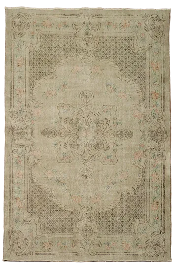 Distressed Vintage Wool Anatolian Turkish Area Rug 6x9
