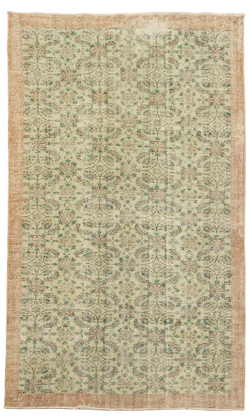 Distressed Vintage Wool Anatolian Turkish Area Rug 6x10