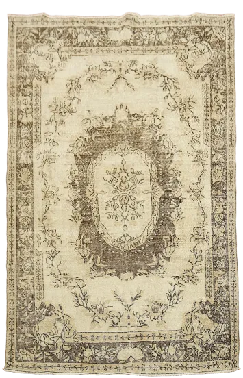 Vintage Distressed Anatolian Turkish Wool Area Rug 6x10