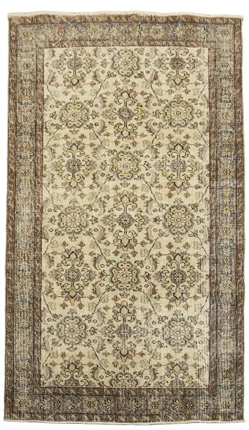 Vintage Wool Anatolian Turkish Rug 4x7