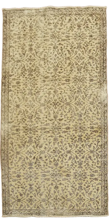 Vintage Anatolian Turkish Runner Wool Rug 3x7