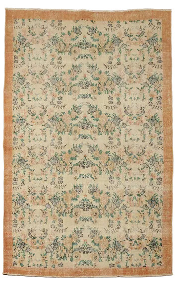Distressed Vintage Anatolian Turkish Wool Area Rug 6x9