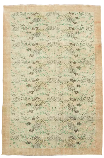 Vintage Distressed Wool Anatolian Turkish Area Rug 6x10