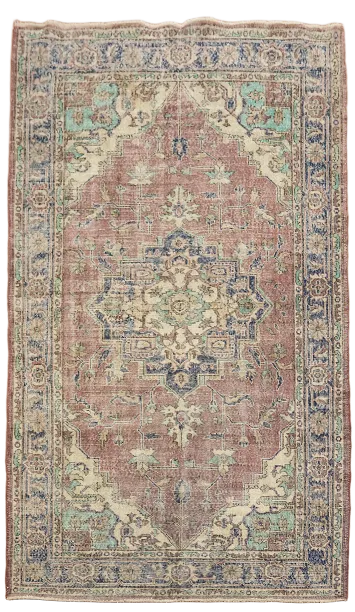 Vintage Distressed Anatolian Turkish Wool Area Rug 5x9