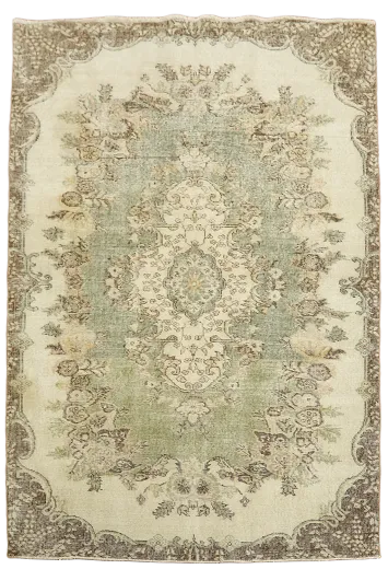 Vintage Anatolian Turkish Wool Distressed Rug 6x8