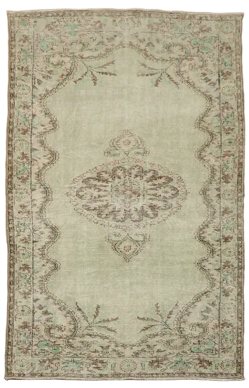 Vintage Distressed Wool Anatolian Turkish Area Rug 6x9