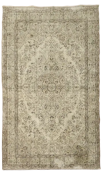 Distressed Vintage Wool Anatolian Turkish Floral Rug 6x10