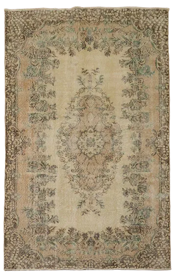 Distressed Wool Vintage Anatolian Turkish Area Rug 6x9