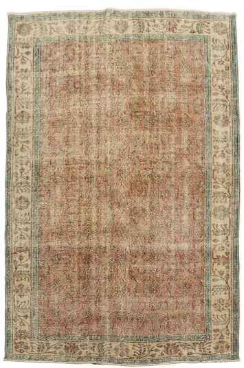Vintage Anatolian Turkish Distressed Wool Area Rug 6x9