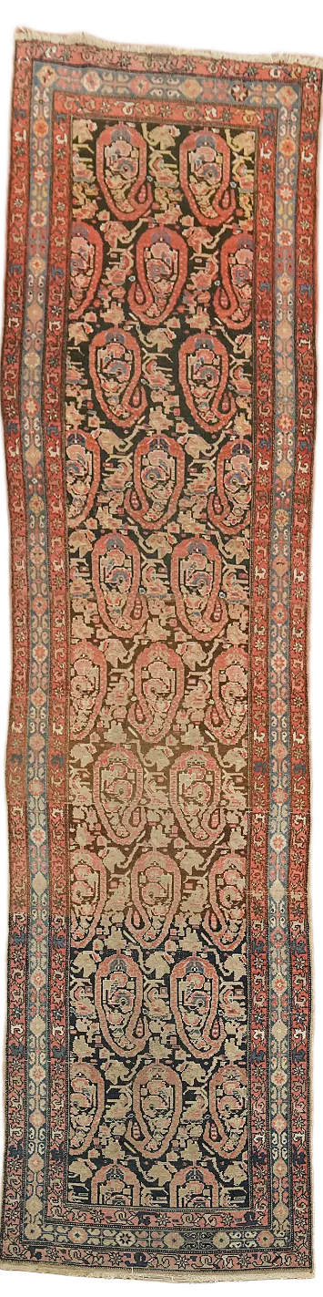 Pre-1900 Antique Malayer Persian Tribal Wool Rug 3x13