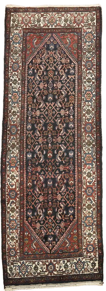 Vintage Hamedan Persian Runner Wool Rug 4x10