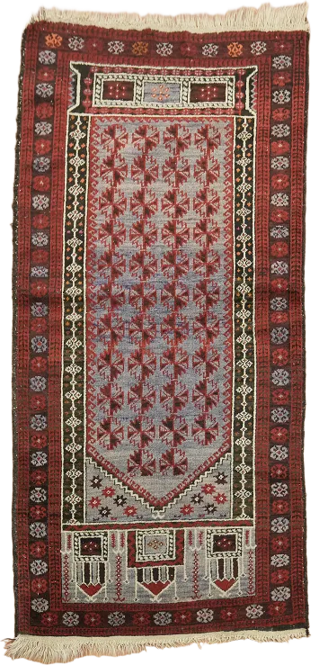 Wool Balouch Oriental Vintage Rug 3x5