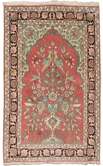 Vintage Kashan Oriental Silk Rug 3x4