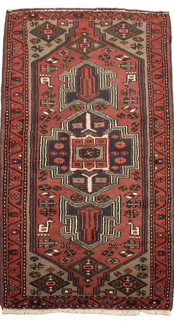 Vintage Wool Hamedan Persian Wool Rug 3x5