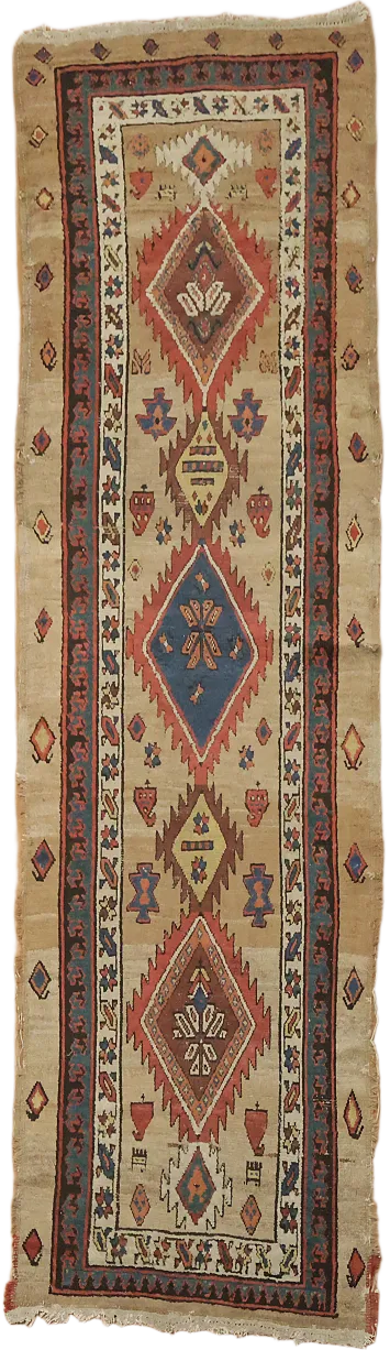 Pre-1900 Antique Sarab Persian Runner Wool Rug 3x10