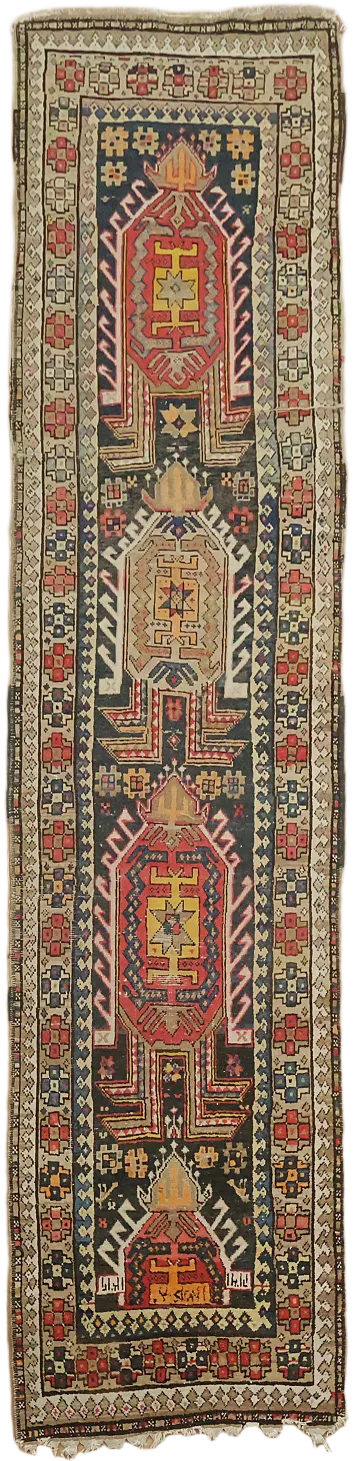 Pre-1900 Antique Malayer Persian Runner Wool Rug 3x12