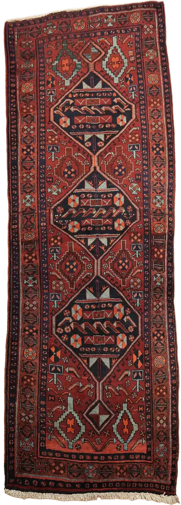 Hamedan Persian Runner Wool Rug 4x9