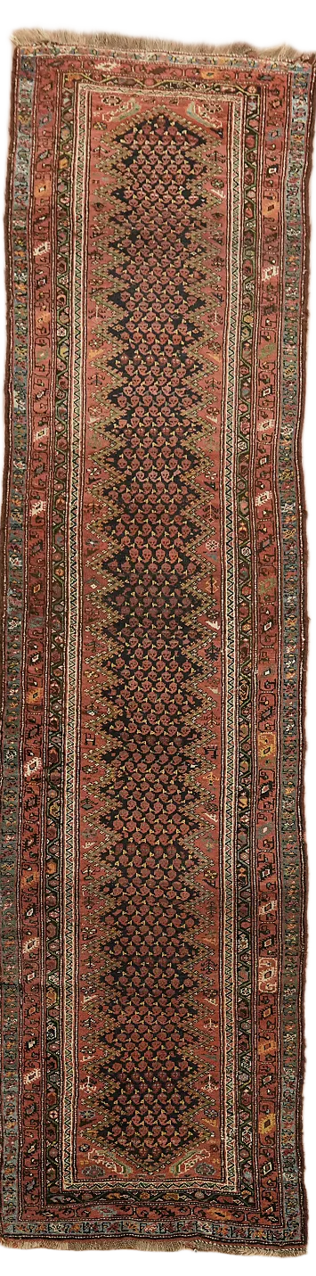 Pre-1900 Antique Heriz Persian Runner Wool Rug 3x13