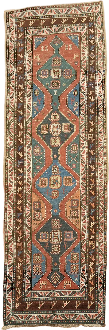 Old Vintage Oushak Turkish Runner Wool Rug 4x11