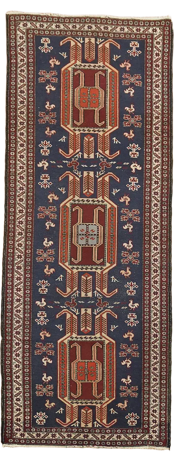 Vintage Ardebil Persian Runner Wool Rug 4x10