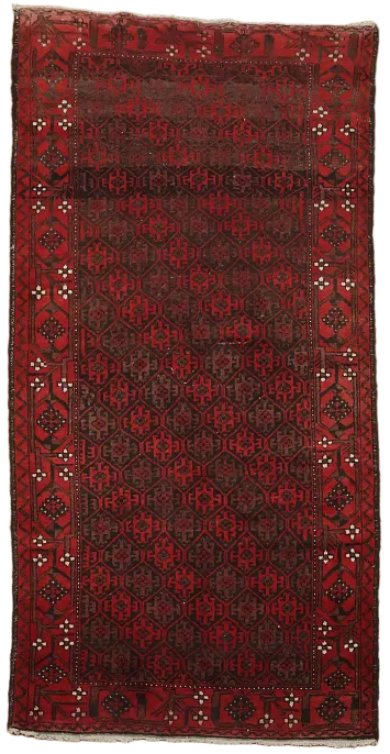 Vintage Balouch Oriental Runner Wool Rug 3x7