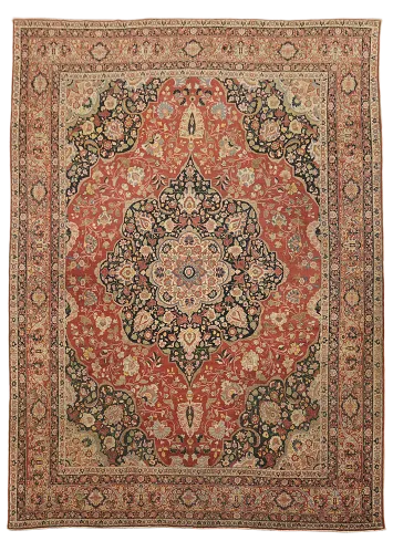 Pre-1900 Antique Vegetable Dye Tabriz Haj Jalili Persian Wool Area Rug 9x13