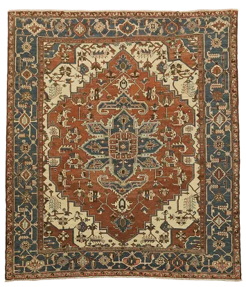 Pre-1900 Antique Vegetable Dye Heriz Serapi Persian Wool Area Rug 10x12