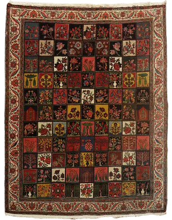 MASTERPIECE Pre-1900 Antique Bakhtiari Persian Wool Area Rug 10x12