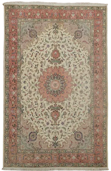 Vintage Floral Fine Tabriz Persian Wool Area Rug 7x10