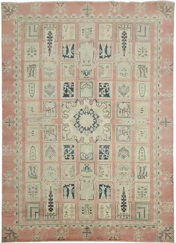 Classic Green and Salmon Pink Rug: Perfect Elegance and Understated Style 11' 6'' X 8' 4''