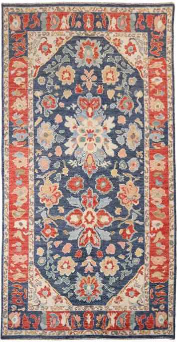 Elegant Classic Blue Wool Rug with Rich Floral Patterns and Timeless Appeal 5x10