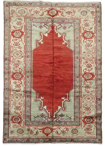 Vintage Open Field Sultanabad Persian Area Rug 5'x7'