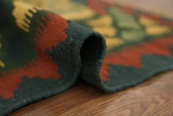 Artfully Designed Kilim Persian Rug with Earthy Tones and Bold Geometry 5x7