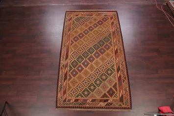 Geometric Flat-Woven 6x10 Kilim Shiraz Qashqai Persian Area Rug