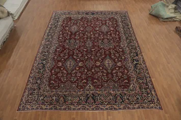 Pre-1900 Antique Red Yazd Persian Large Rug 11x16