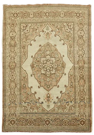 Pre-1900 Antique Beige Tabriz Haj-Jalili Persian Rug 4'x6'