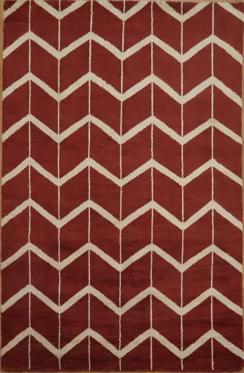 Chevron Red Gabbeh Oriental Area Rug 5x8