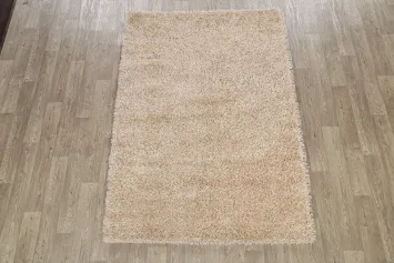 Beige Shaggy Shag Area Rug 5x7