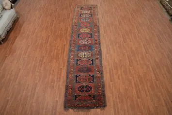 Pre-1900 Antique Wool Caucasian Oriental Runner Rug 4x16