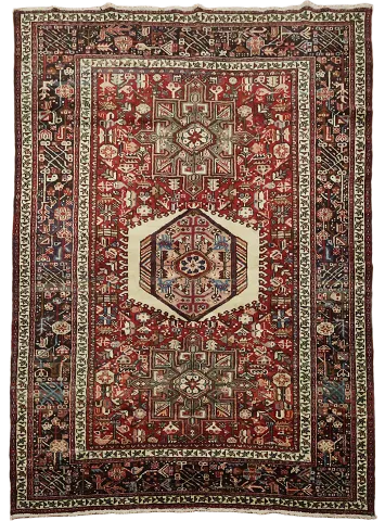 Excellent Vintage Geometric Tribal Gharajeh Persian Rug 5x7 ft