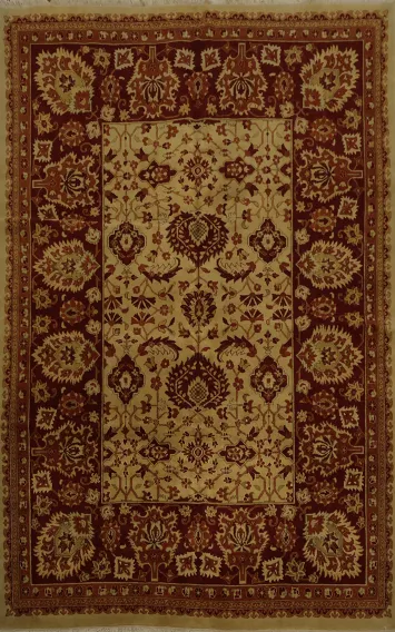 Traditional Sarouk Persian Area Rug 7x9 with Ornate Floral Patterns