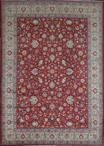 Top Quality Traditional All-Over Red Kashan Persian Area Rug 10x14