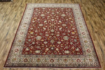 Traditional Kashan Persian Area Rug 10x14 with Intricate Floral Patterns