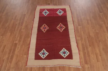 Vintage Red Wool Kilim Shiraz Persian Rug 4x6