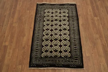 Geometric Turkoman Bokhara Persian Ivory Area Rug 3x4